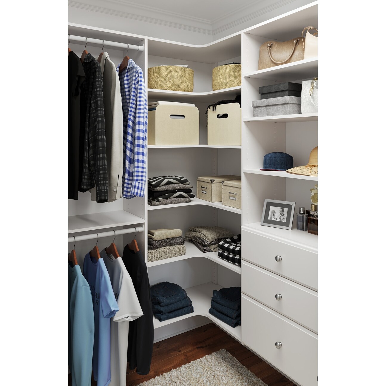 Shop Easy Track Ph43 114 Wide Ultimate Corner Closet Organizer System Overstock 31038334 White