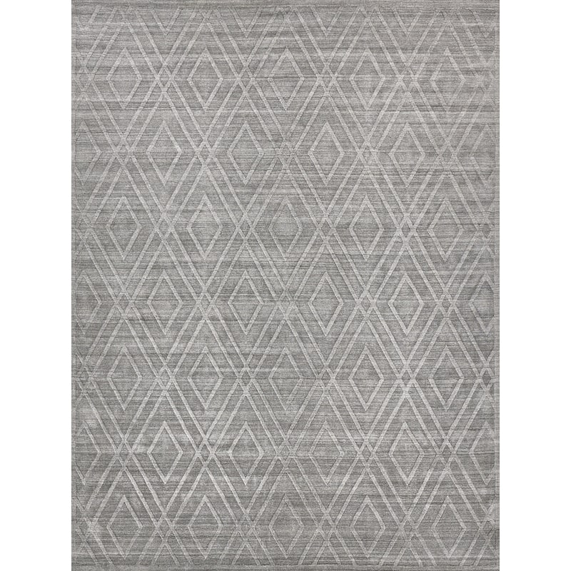 EXQUISITE RUGS Castelli Hand-loomed Bamboo Silk/Wool Grey Area Rug.