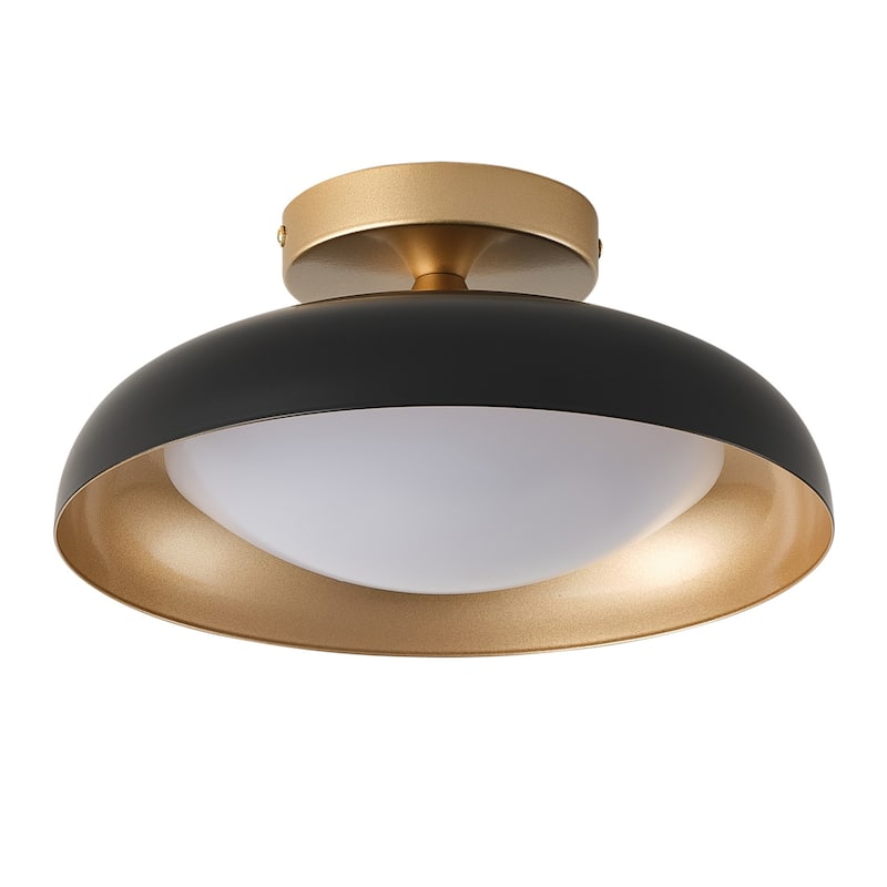 Modern Matte Black Semi Flush Mount Ceiling Light for Hallway Stairway Foyer