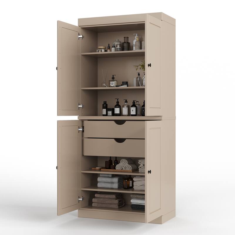 Palace Imports 100% Solid Wood 32" Bathroom Cabinet with Solid Doors, 2-Drawers and Adjustable Shelves - Beige