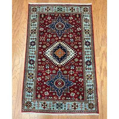 HERAT ORIENTAL Hand-knotted 2'6 x 4' Indo Karaja Wool Rug - 2'6" x 4'