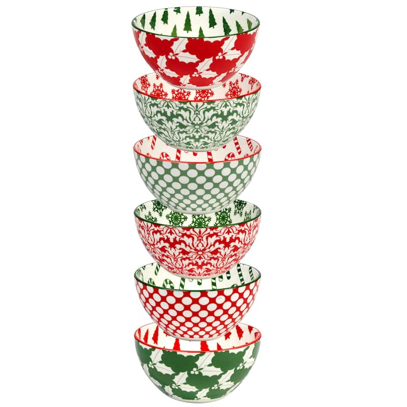 Certified International Winter Medley 13 oz. All Purpose Bowls, Set of 6 Assorted Designs - 13 oz.