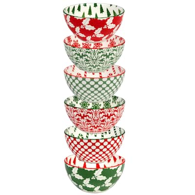 Certified International Winter Medley 13 oz. All Purpose Bowls, Set of 6 Assorted Designs - 13 oz.