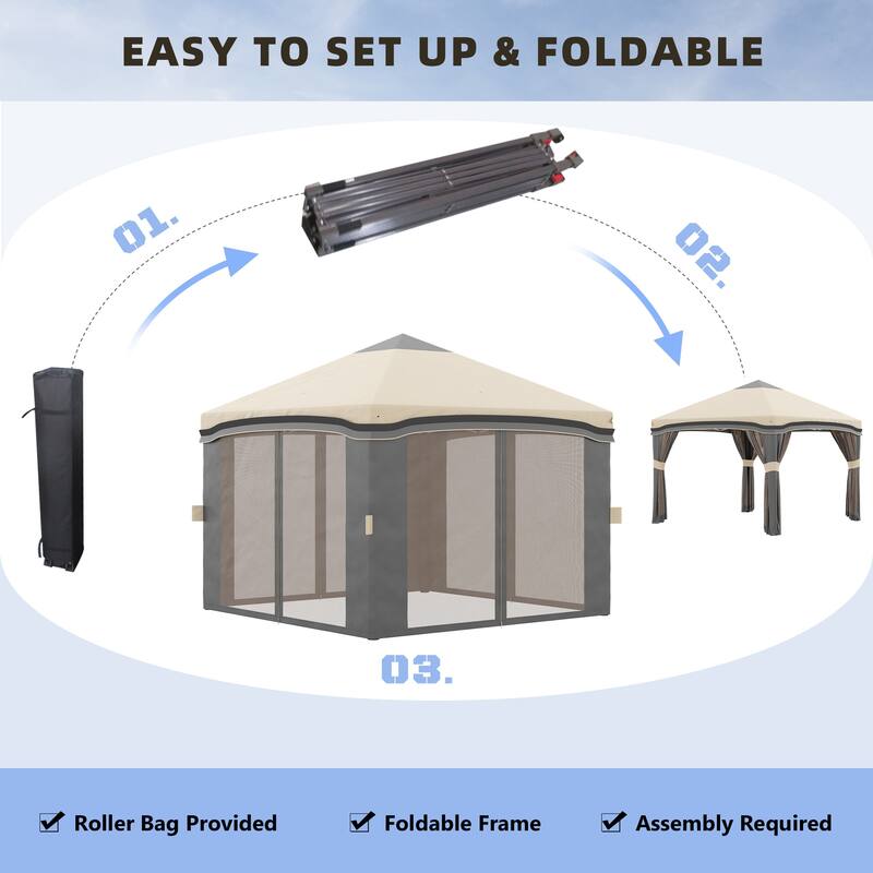 Outsunny 10' x 10' Pop Up Canopy with Netting, Foldable Tents for Parties, Height Adjustable
