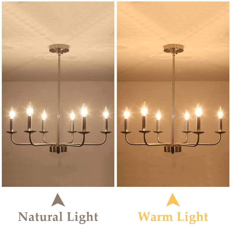 24.01 in. Modern Farmhouse Chandelier , 6-Light French Country Chandelier for Dining Room Living Room Bedroom Kitchen