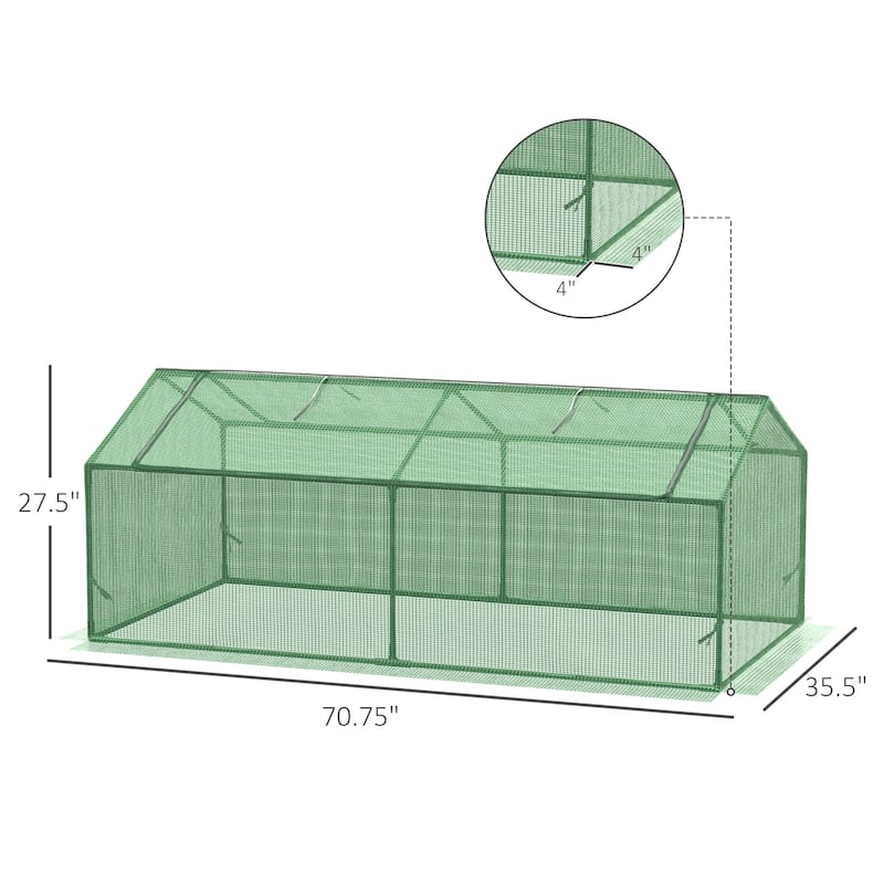 Mini Greenhouse Portable Hot House for Plants with Large Zipper Windows for Garden - 71" x 36"