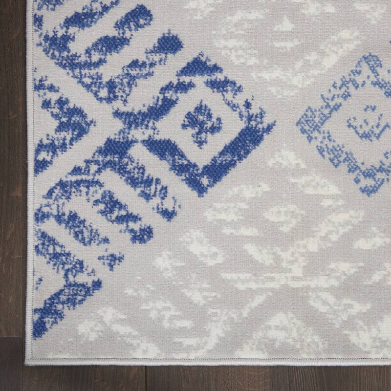 Power Loomed Distressed Geometric Modern Non Skid Stain Resistant Area Rug - 120' X '96' X '0.39
