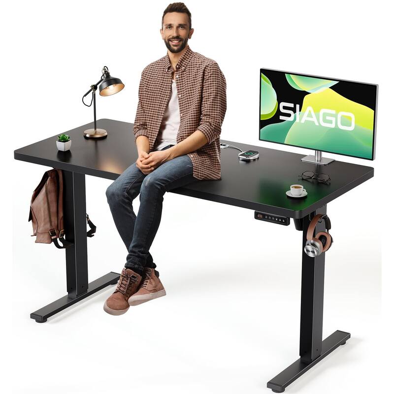 SIAGO 48 x 24 Inch Computer Desk Height Adjustable Electric Sit Stand Up Desk - 24" x 48" - Black