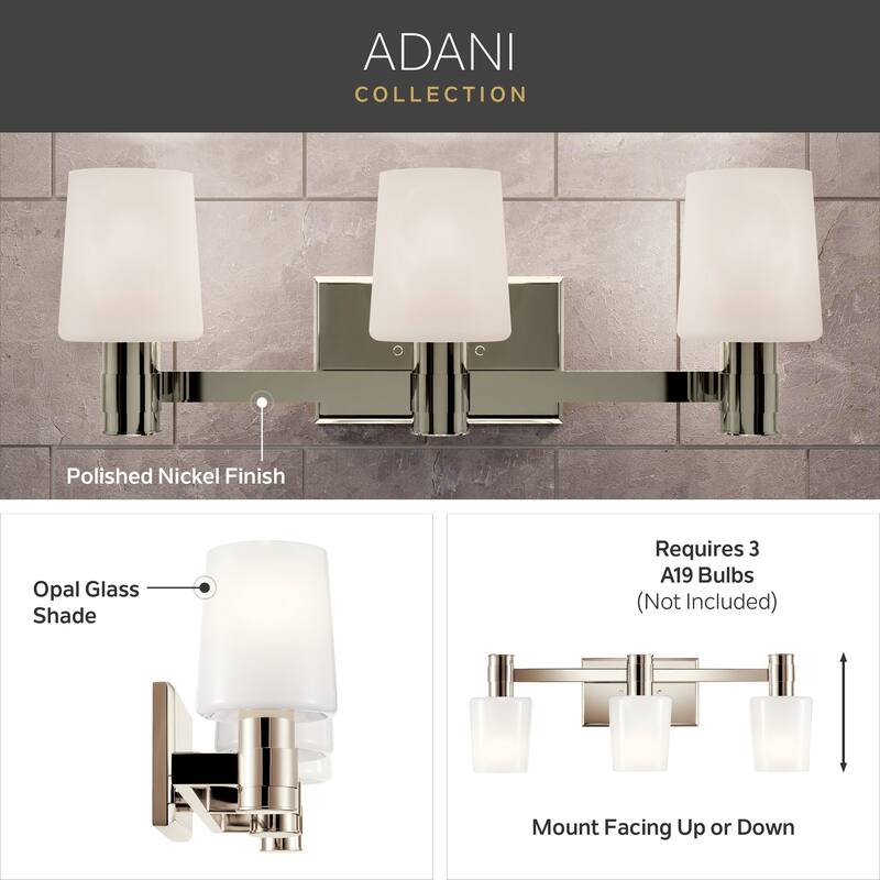 Adani 24 in. 3-Light Bathroom Vanity Light with Opal Glass