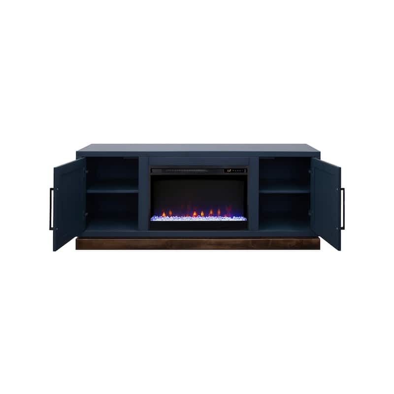 Bridgevine Home Nora 64 inch Fireplace TV Stand, for TVs up to 85 inches, Two-Tone Finish