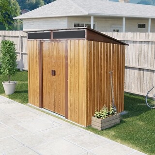 6ft x 5ft Outdoor Metal Storage with Transparent plate and Foundation ...