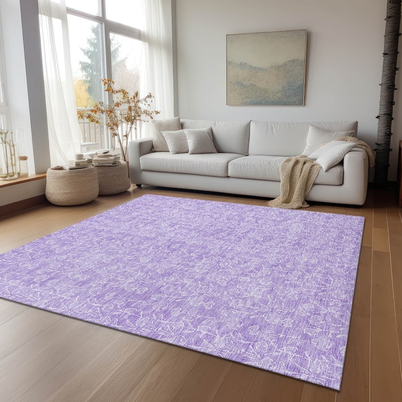 Machine Washable Indoor/ Outdoor Chantille Modern Floral Impressions Rug