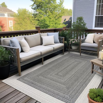 World Rug Gallery Contemporary Braided Weather Resistant Reversible Indoor/Outdoor Area Rug