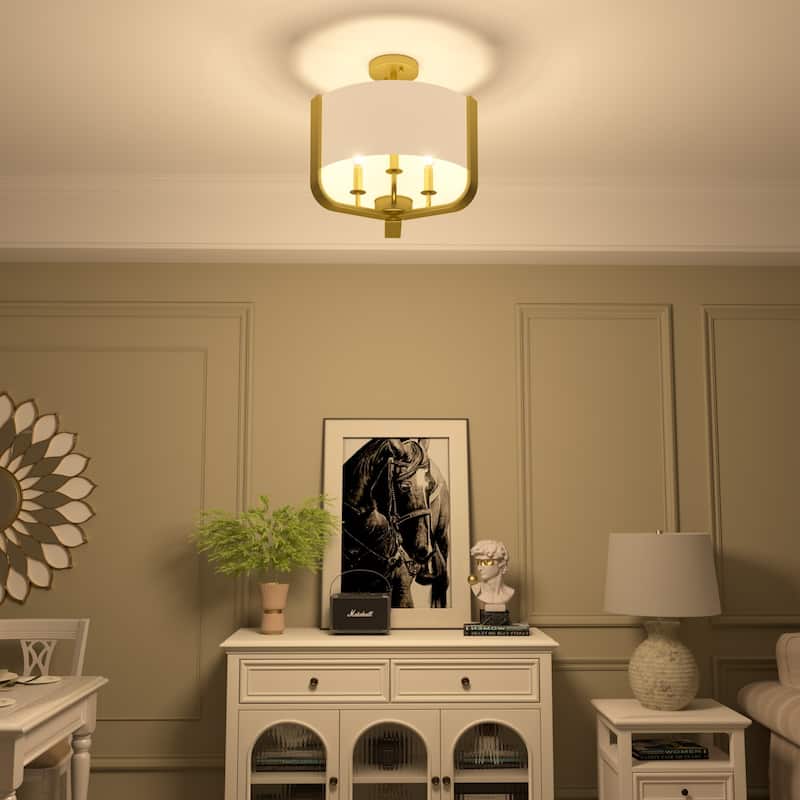 Vernitta 3-light Mid-century Modern Drum Semi-flush Mount Ceiling Lights - 16.75 inches