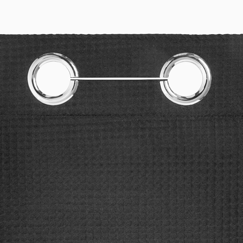 No Hook Cotton Blend Waffle Shower Curtain with Snap-in Liner