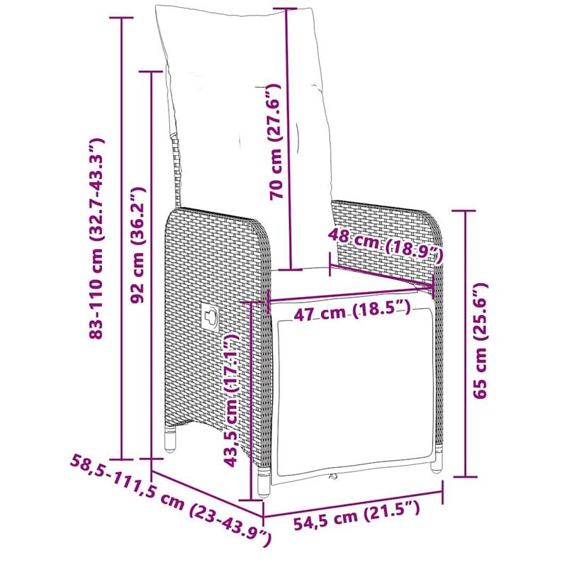vidaXL Bistro Set Black and Cream White Poly Rattan
