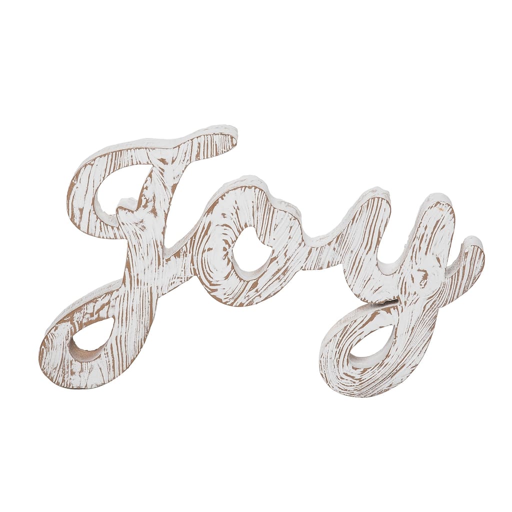 Transpac Resin 12 in. White Christmas Rustic Joy Decor