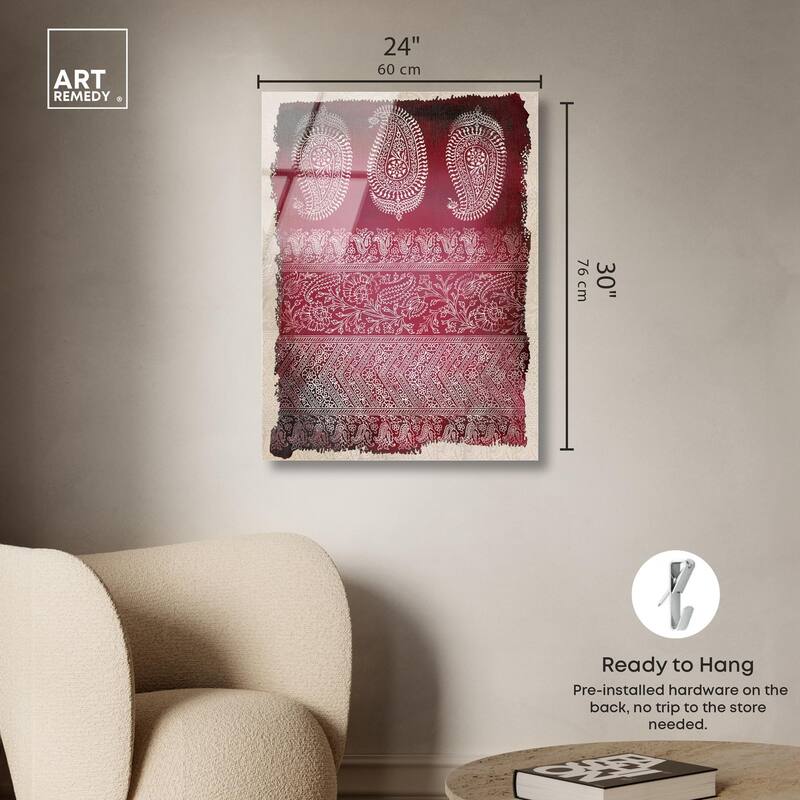 Burgundy Stamps Acrylic by Art Remedy, Ready to Hang