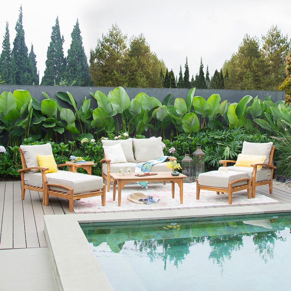 Cambridge Casual Leon 7-piece Teak Patio Conversation Set