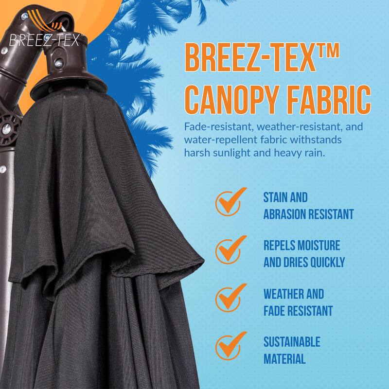 Island Umbrella Captiva 10-ft Octagonal Cantilever Umbrella with Base - Breez-Tex Canopy