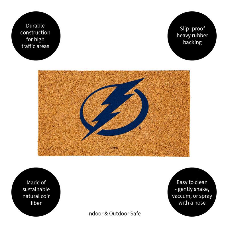 Coir Door Mat, 16"x 28", Tampa Bay Lightning - 28" x 16"