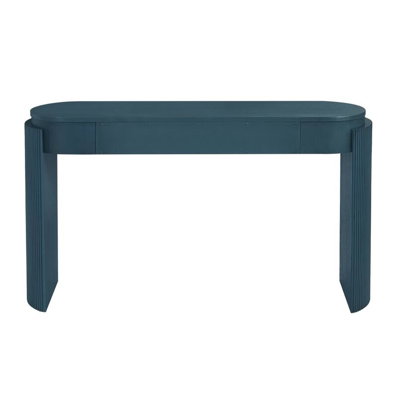 Modern Fluted-Leg Entryway Console Table with Oval Top & Dual Drawers by Harper&Bright Designs