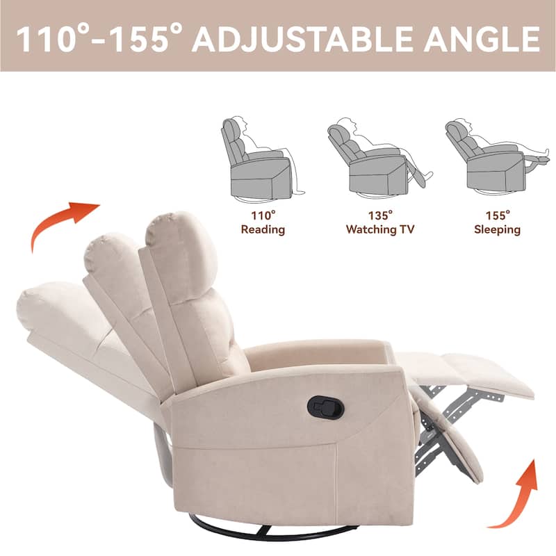 360° Swivel Rocking Recliner Chair in Polyester for Living Room