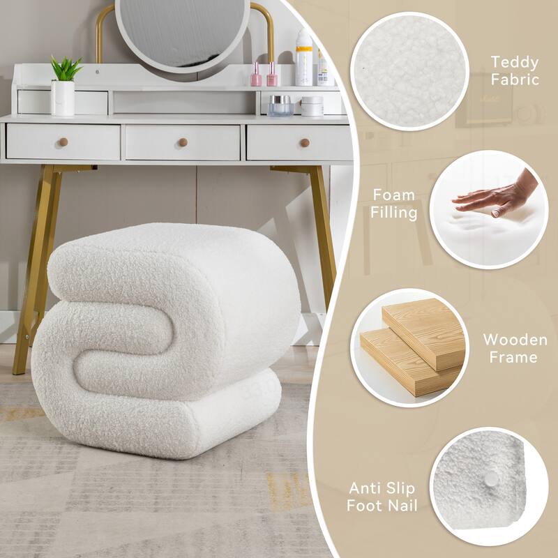 S-shape Teddy Fabric Ottoman