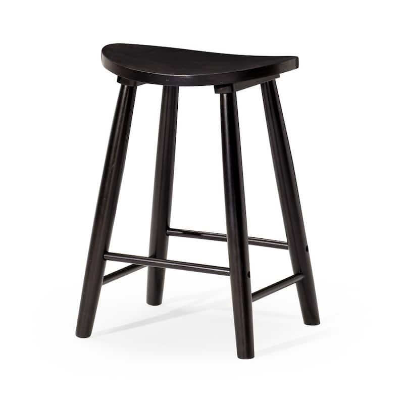 HomeRoots 25" Black Solid Wood Backless Counter Height Bar Chair