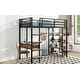 preview thumbnail 4 of 9, Black Twin Size Metal Loft Bed with Desk, Ladder & Shelves for Kids