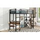 preview thumbnail 7 of 9, Twin Size Bed Frame with Built-in Wood Desk, Shelves and Storage Drawer, Metal Loft Bed with Safety Guardrail & Ladder