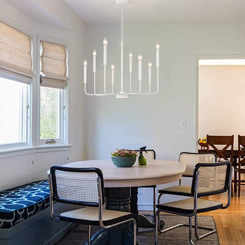 Farmhouse Chandelier, 8-Light Classic Candle Metal Chandelier for Dining Room Living Room Bedroom Kitchen - W26.96"x H34.44"
