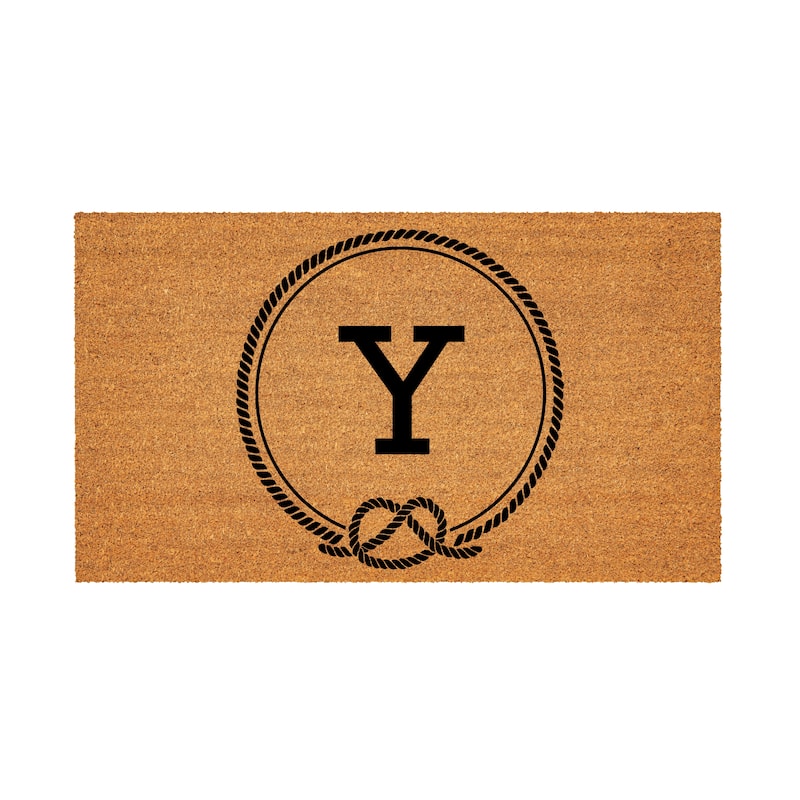 Coastal Coir Mat Nautical Monogram 28"x16" - Letter Y