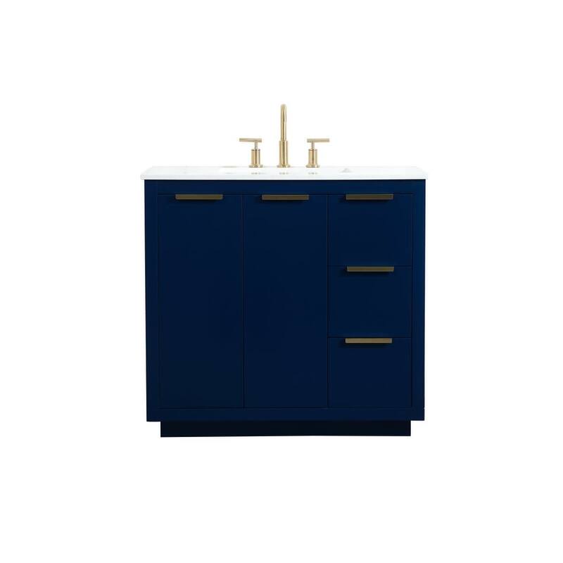 Elegant Lighting VF19436 Blake 36" Free Standing Single Basin Vanity - Blue - Painted
