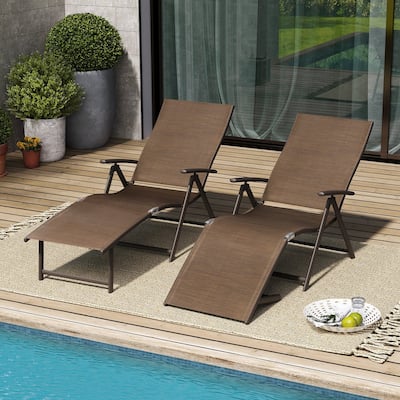 VredHom Outdoor Portable Folding Chaise Lounge Chairs (Set of 2) - 70" L x 20" W x 14" H
