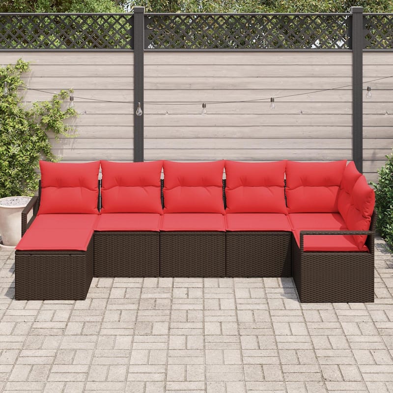 Modular Outdoor Sofa Set with Cushions - 113×48×27.2 - Brown