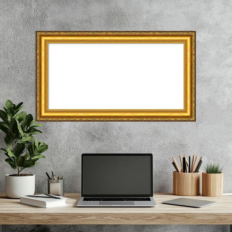Amanti Art Colonial Embossed Gold Framed Dry Erase Magnetic Board