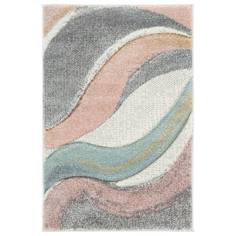 SAFAVIEH Hollywood Zohreh Mid-Century Modern Abstract Rug - 2'3" x 4' - Grey/Pink
