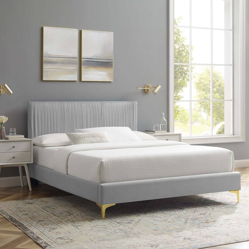 Peyton Performance Velvet Queen Platform Bed