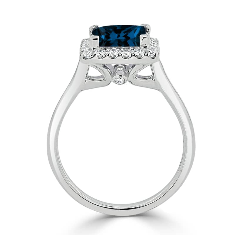 Auriya 1 3/4ct Princess-cut London Blue Topaz Halo Diamond Engagement Ring 1/3ctw 14k Gold