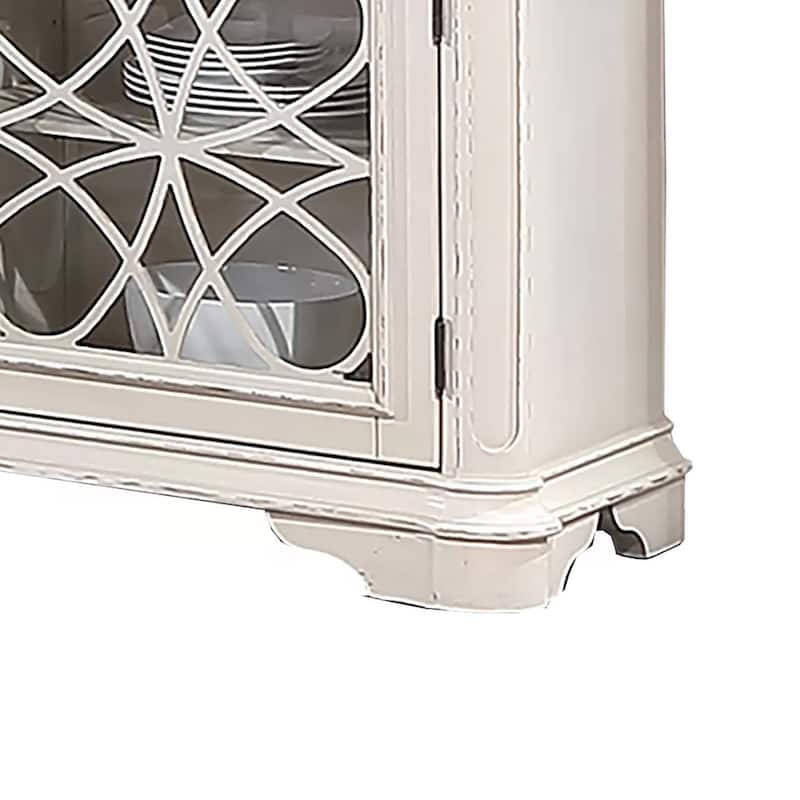 Wooden Transitional 2 Drawer and 4 shelves Server, Brown and White
