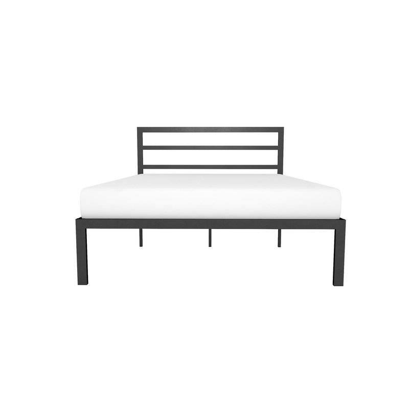 Queen Black Metal Platform Bed Frame with Headboard Included