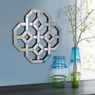 Allan Andrews Wall Mirror with Intersecting Mirrored Lines Design - 20" x 20"