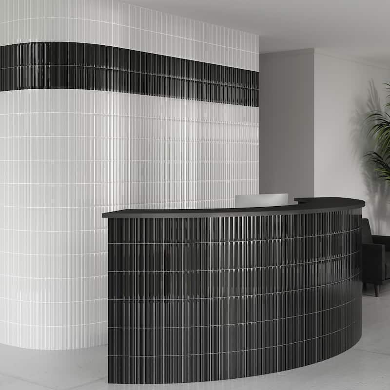 Merola Tile Crown Heights Maori Glossy White 2-5/8" x 7-7/8" Ceramic Wall Tile - Case (60 Tiles)