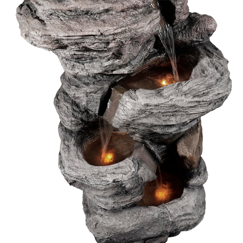 Teamson Home - 40" 3 Tier Rock Water Fountain, LED Light