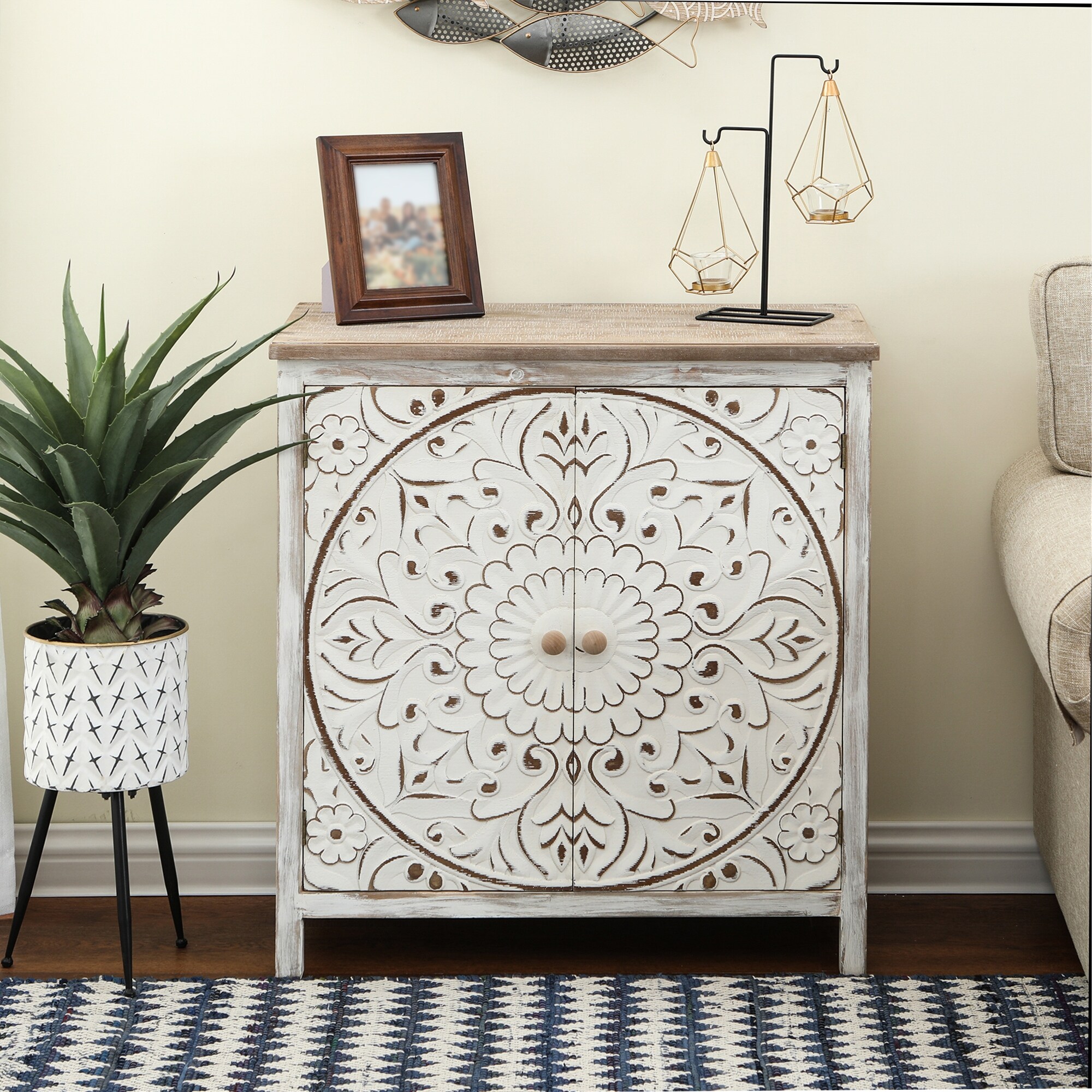 White wood new arrivals accent cabinet