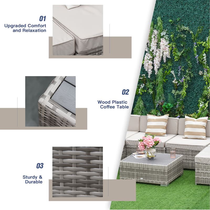 Outsunny 7-Piece Outdoor Wicker Patio Furniture Set