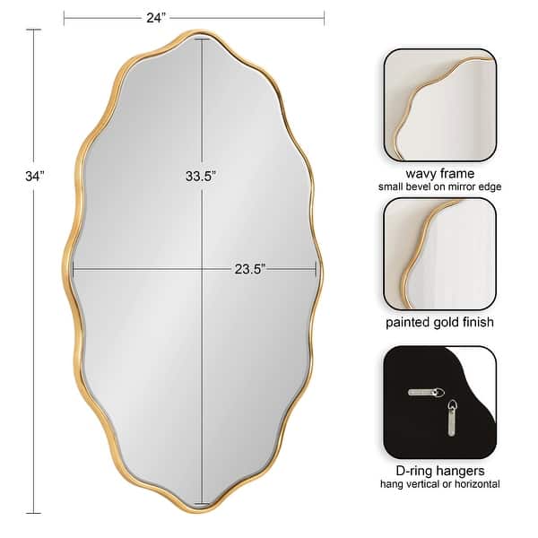 dimension image slide 0 of 2, Kate and Laurel Viona Oval Scalloped Mirror