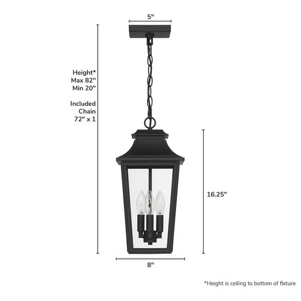 dimension image slide 1 of 3, Hunter Spring Cove Outdoor 3 Light 17 Inch Pendant - Traditional - Entryways, Porches, or Outdoor Gathering Spaces
