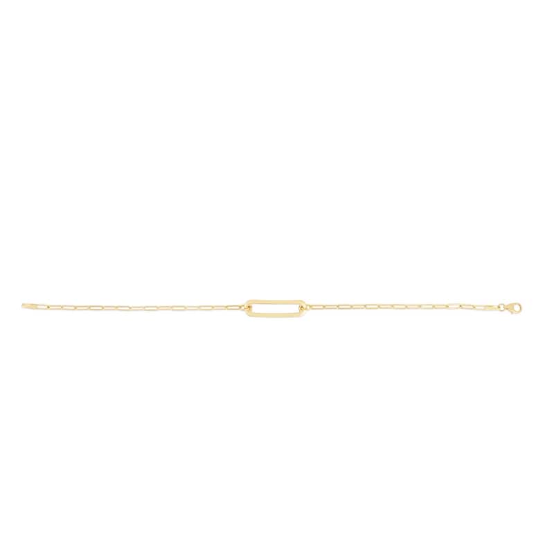 Curata 14k Yellow Gold 7" 2.1mm Paperclip Straight Open Bar Bracelet